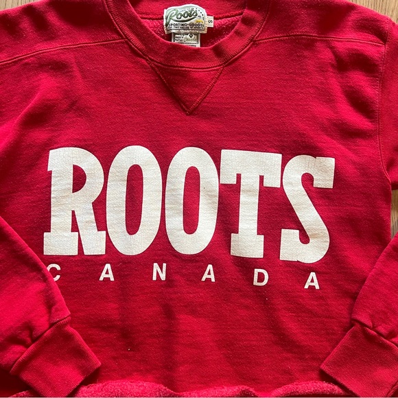 Vintage Cropped Roots Sweatshirt Red MENS SMALL - Picture 7 of 11